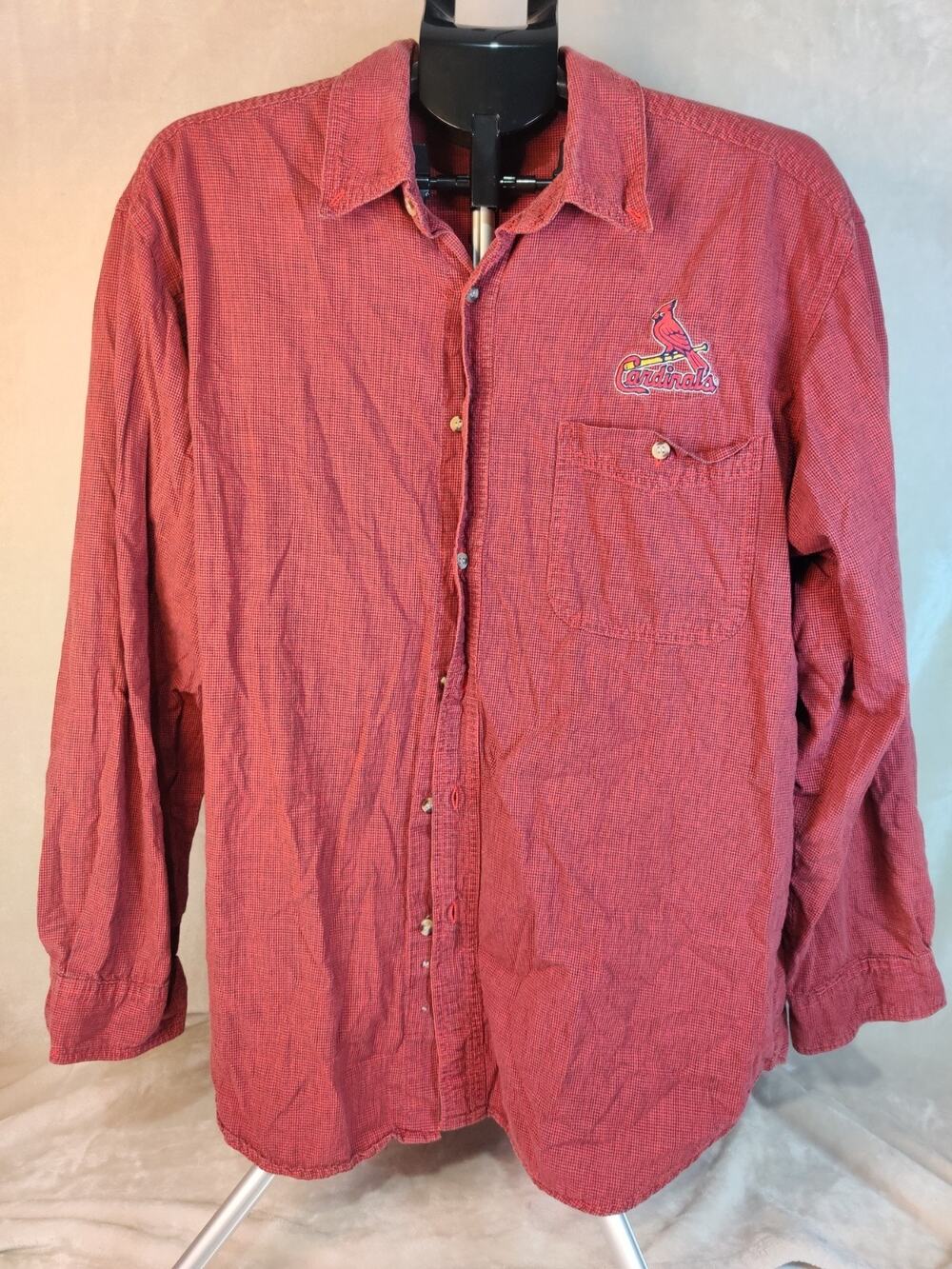 Vintage Dynasty St. Louis Cardinals Button Up Shirt Size Large Embroidered Logo